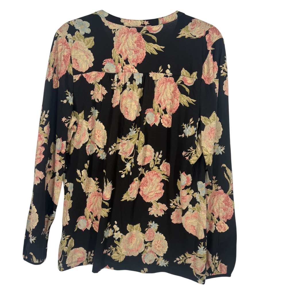 Lauren Ralph Lauren Womens Floral Cotton Henley Long Sleeve Blouse Top Size XL - Picture 2 of 11